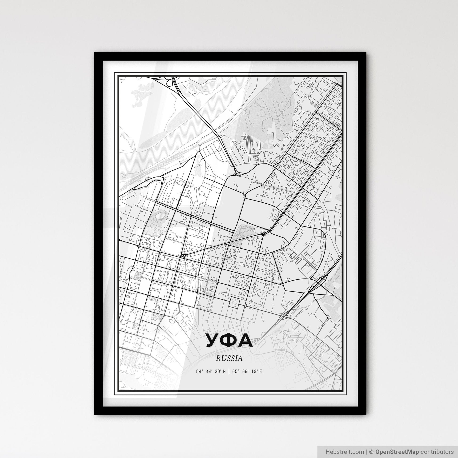 Ufa Russia - Scandinavian Style City Map for Modern Home Decor