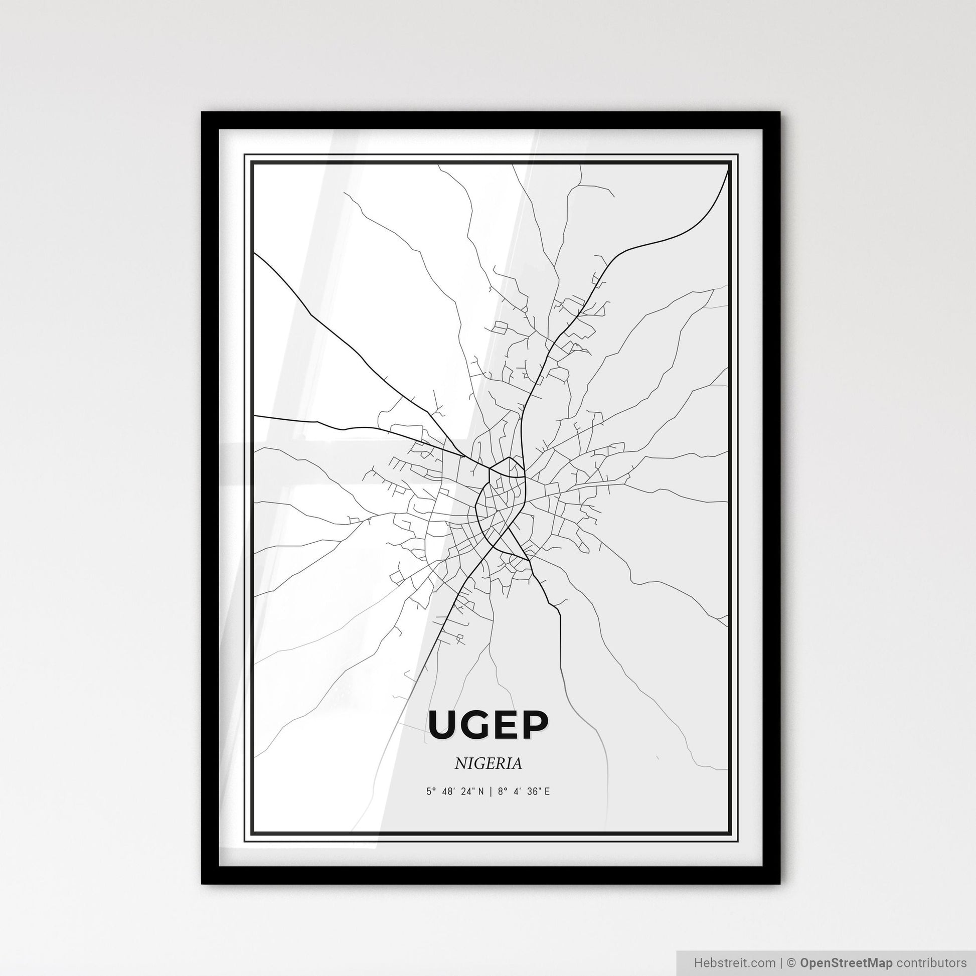 Ugep Nigeria - Scandinavian Style City Map for Modern Home Decor