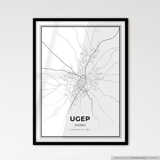 Ugep Nigeria - Scandinavian Style City Map for Modern Home Decor