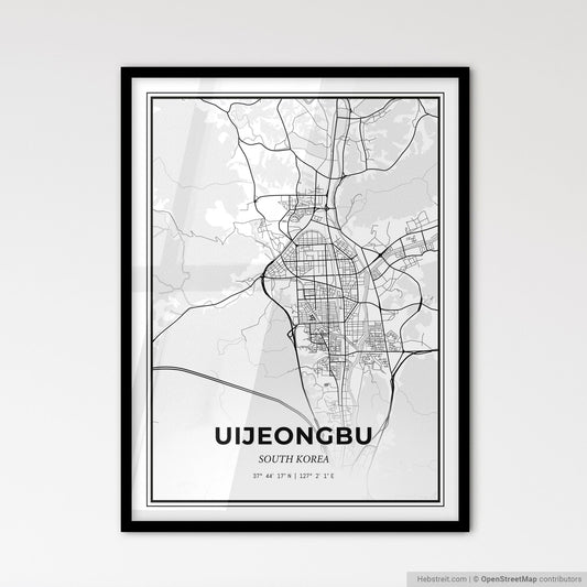 Uijeongbu South Korea - Scandinavian Style City Map for Modern Home Decor