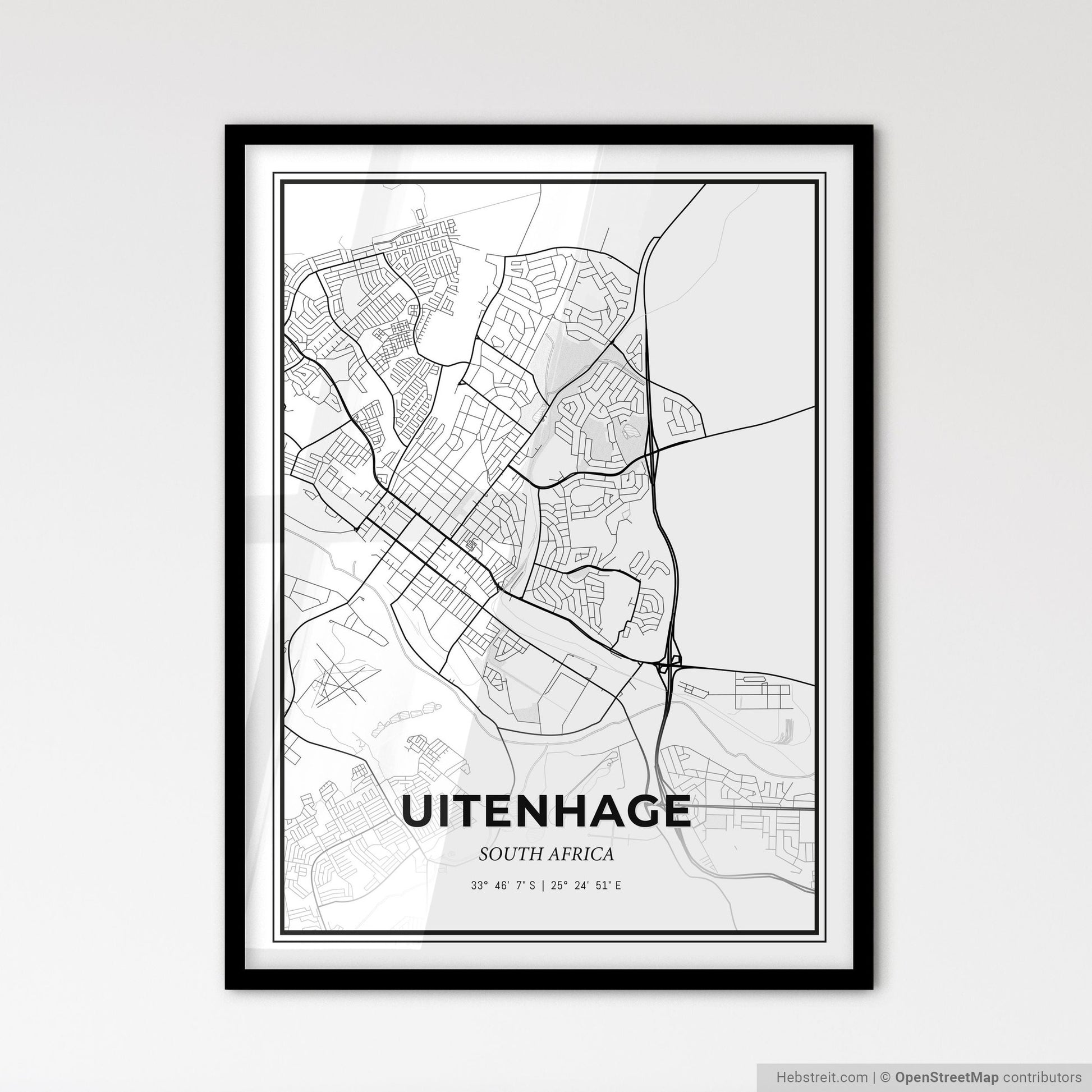 Uitenhage South Africa - Scandinavian Style City Map for Modern Home Decor