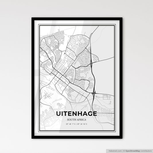 Uitenhage South Africa - Scandinavian Style City Map for Modern Home Decor