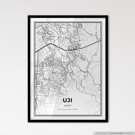 Uji Japan - Scandinavian Style City Map for Modern Home Decor