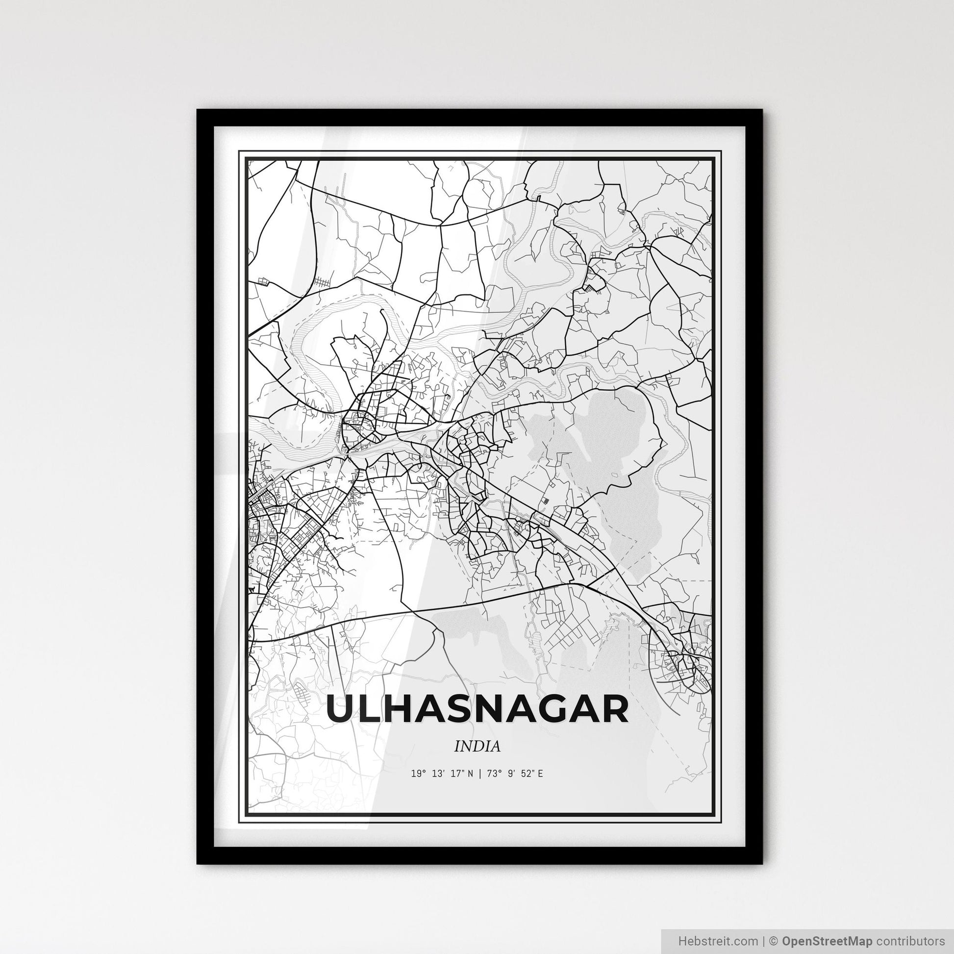 Ulhasnagar India - Scandinavian Style City Map for Modern Home Decor