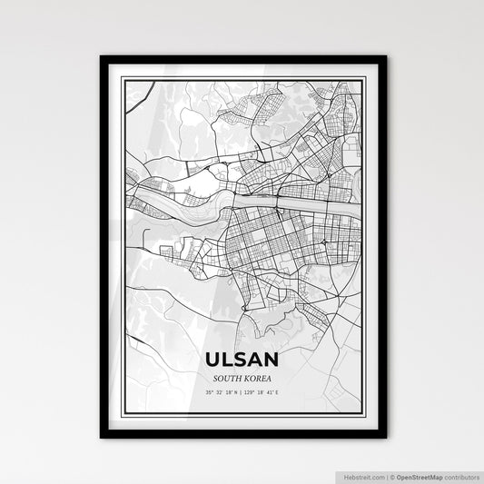 Ulsan South Korea - Scandinavian Style City Map for Modern Home Decor