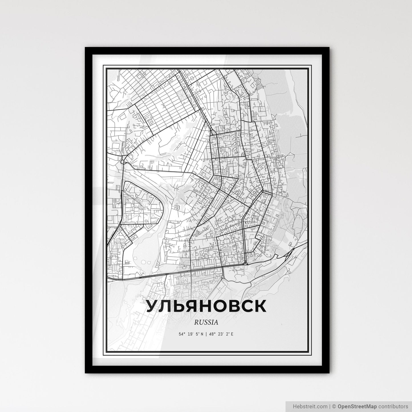 Ulyanovsk Russia - Scandinavian Style City Map for Modern Home Decor