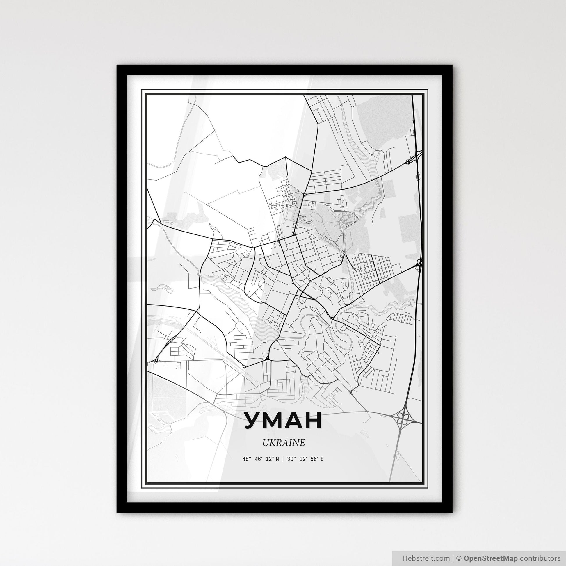 Uman Ukraine - Scandinavian Style City Map for Modern Home Decor