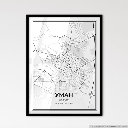 Uman Ukraine - Scandinavian Style City Map for Modern Home Decor
