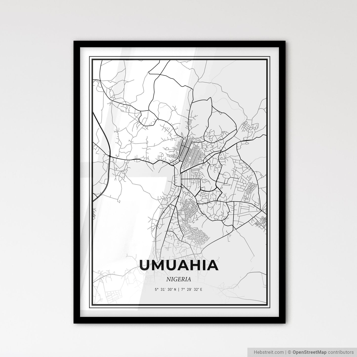 Umuahia Nigeria - Scandinavian Style City Map for Modern Home Decor