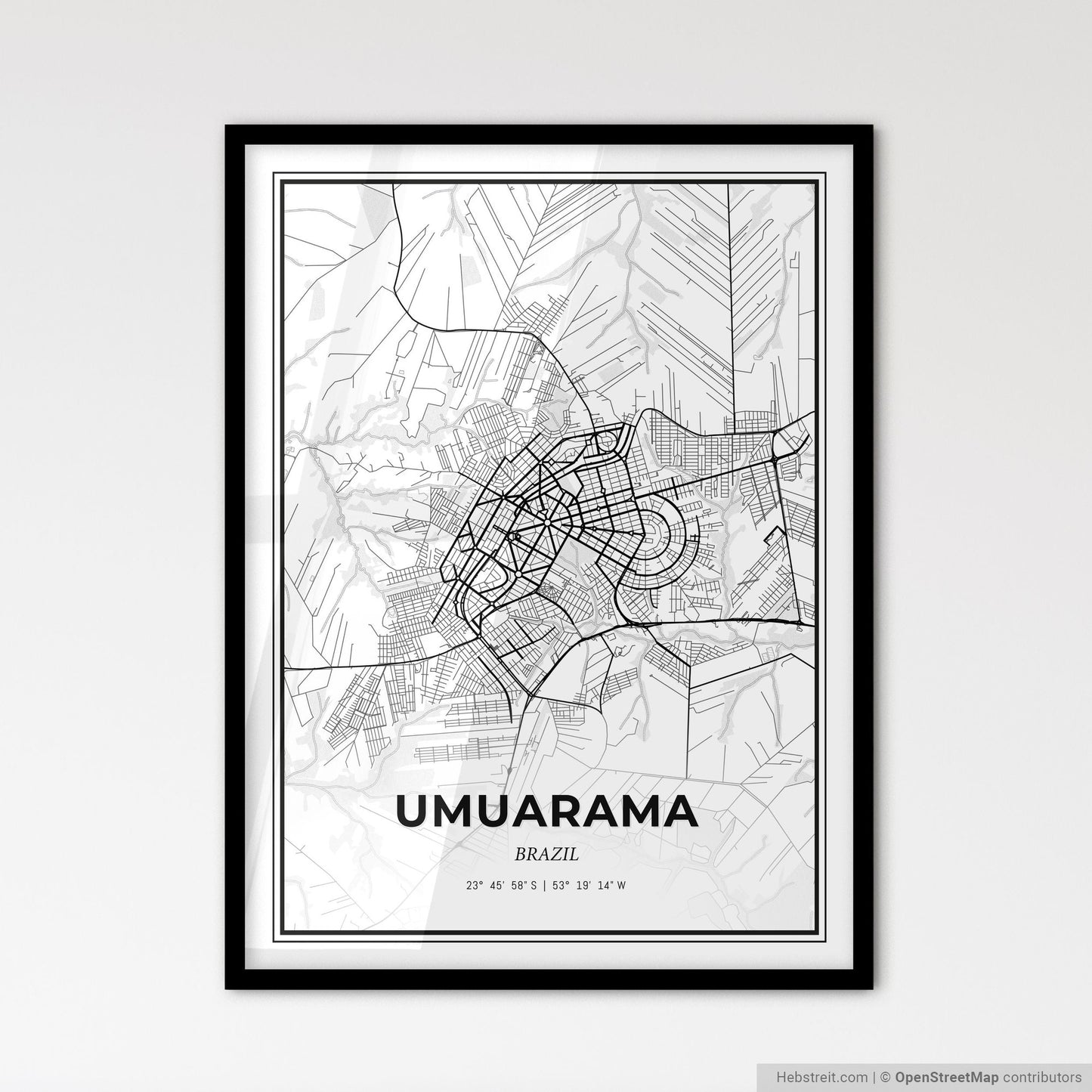 Umuarama Brazil - Scandinavian Style City Map for Modern Home Decor