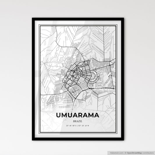 Umuarama Brazil - Scandinavian Style City Map for Modern Home Decor
