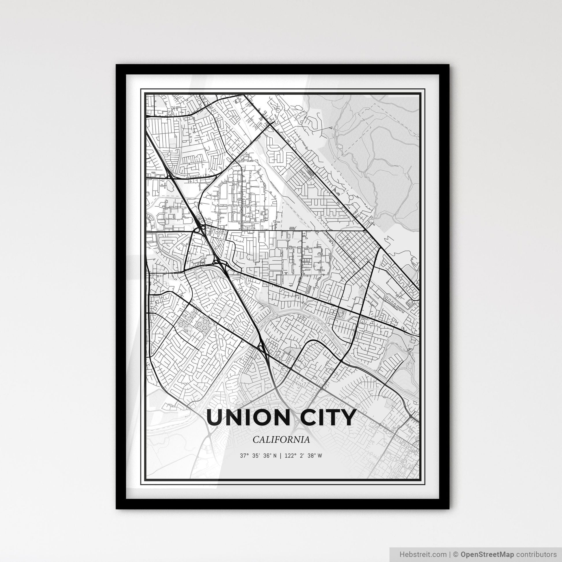 Union City California - Scandinavian Style City Map for Modern Home Decor
