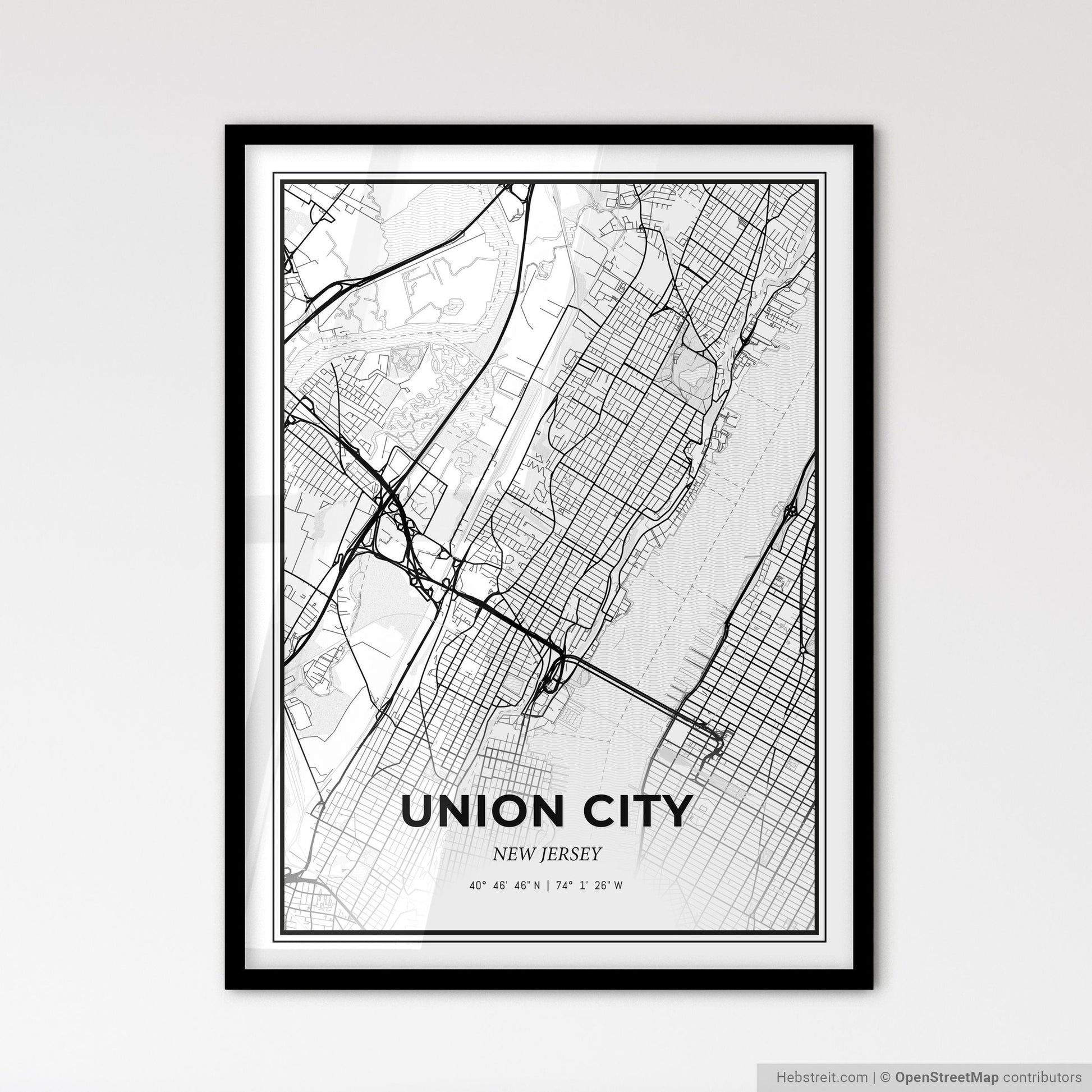 Union City New Jersey - Scandinavian Style City Map for Modern Home Decor