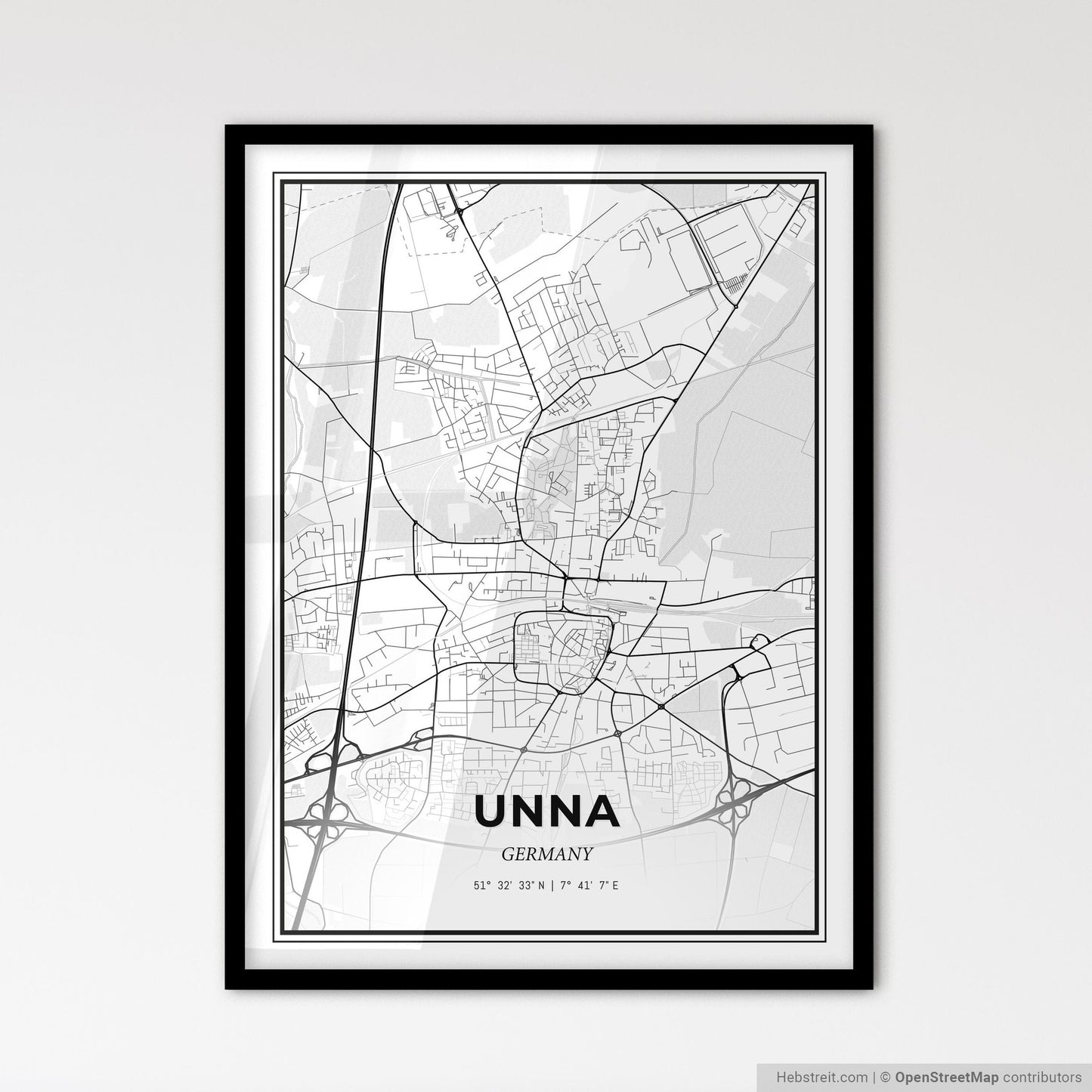 Unna Germany - Scandinavian Style City Map for Modern Home Decor