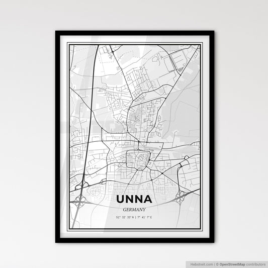 Unna Germany - Scandinavian Style City Map for Modern Home Decor
