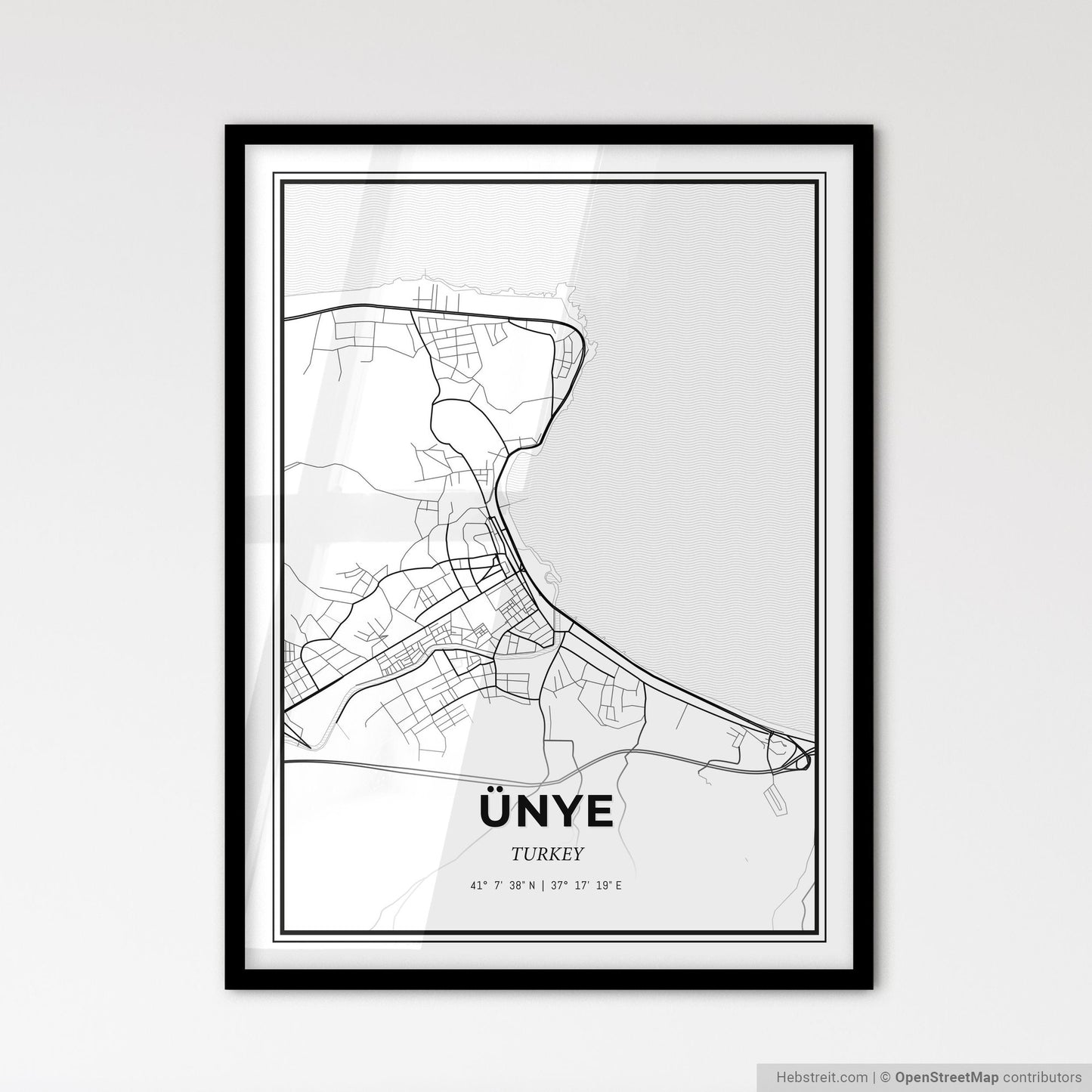 Ünye Turkey - Scandinavian Style City Map for Modern Home Decor