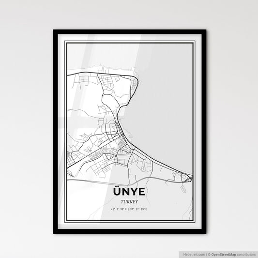 Ünye Turkey - Scandinavian Style City Map for Modern Home Decor