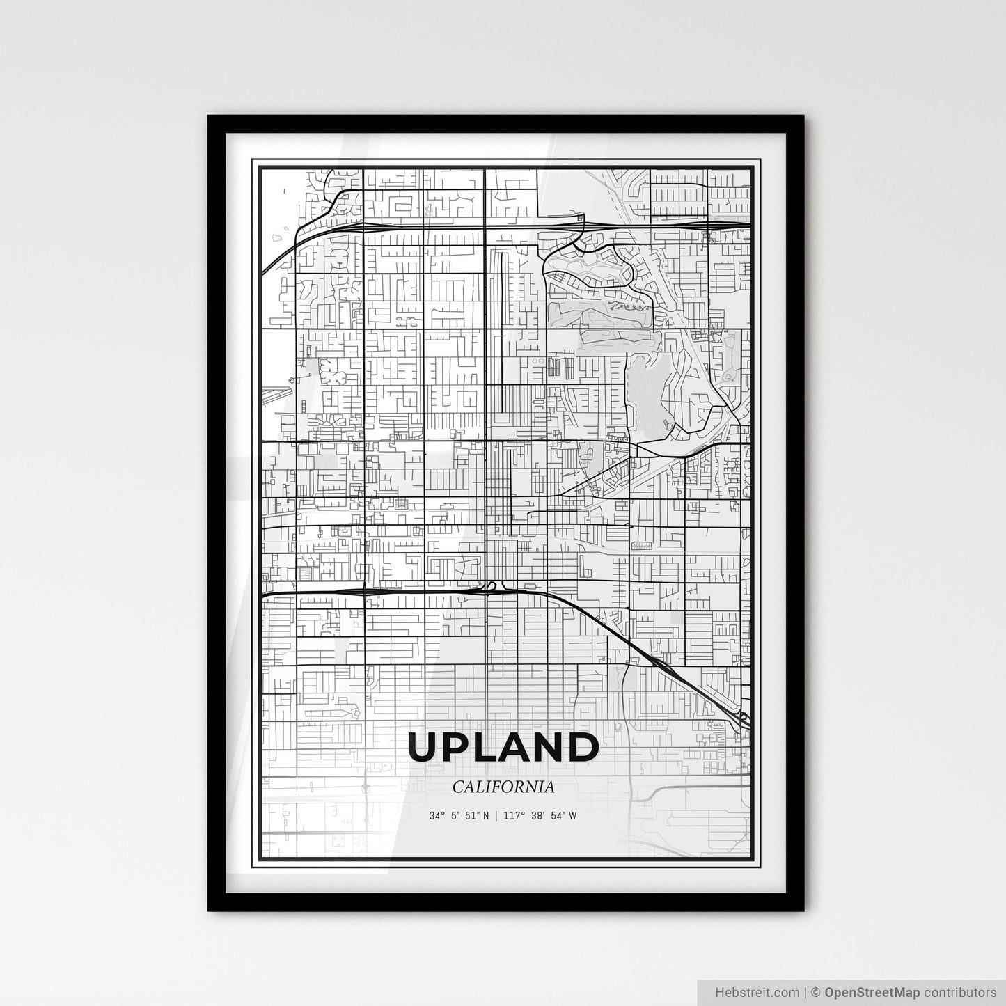 Upland California - Scandinavian Style City Map for Modern Home Decor