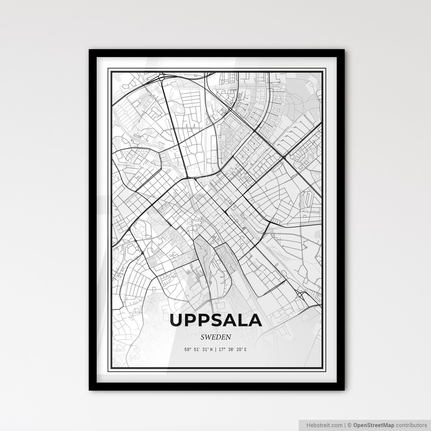 Uppsala Sweden - Scandinavian Style City Map for Modern Home Decor