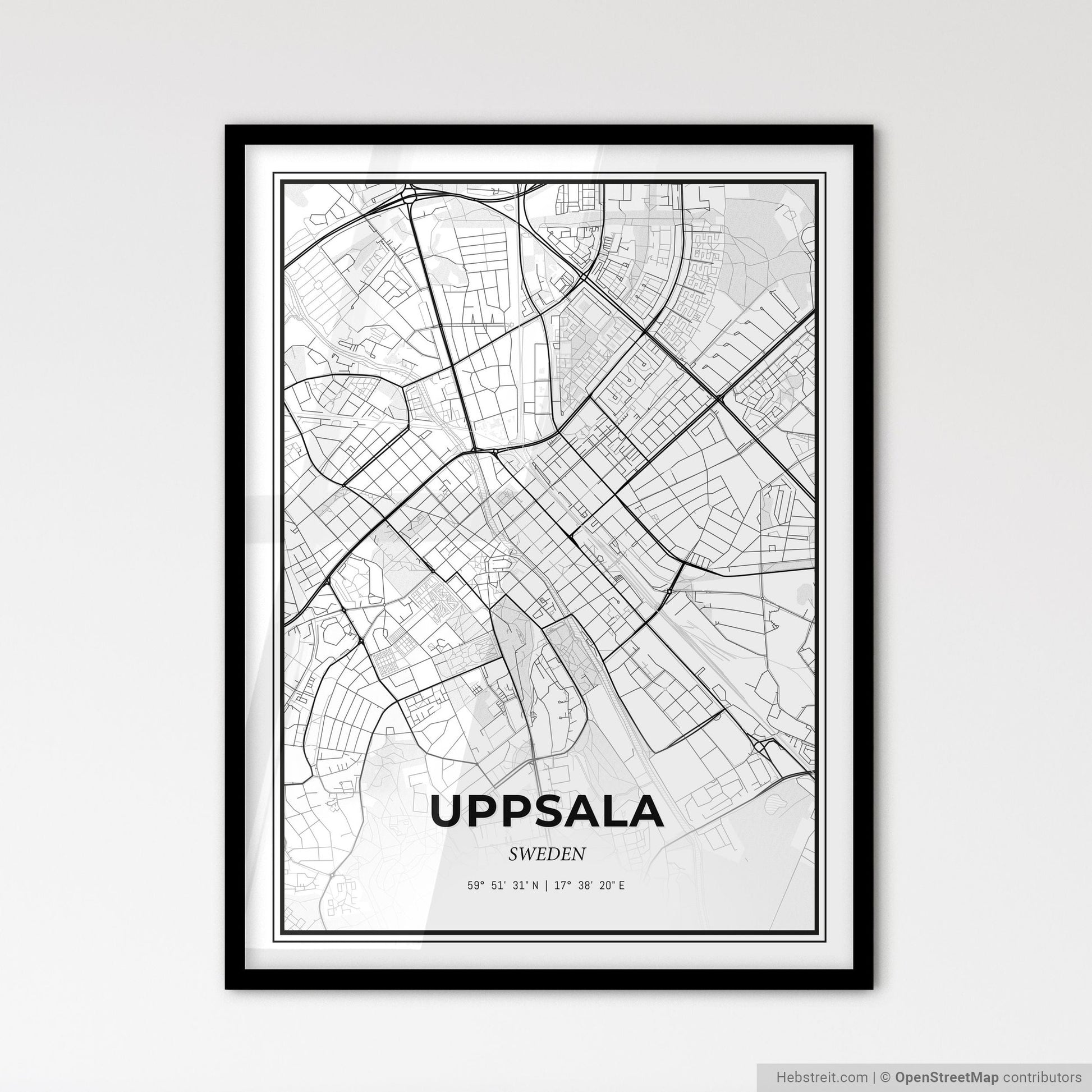 Uppsala Sweden - Scandinavian Style City Map for Modern Home Decor