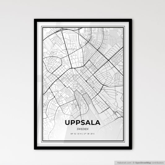 Uppsala Sweden - Scandinavian Style City Map for Modern Home Decor