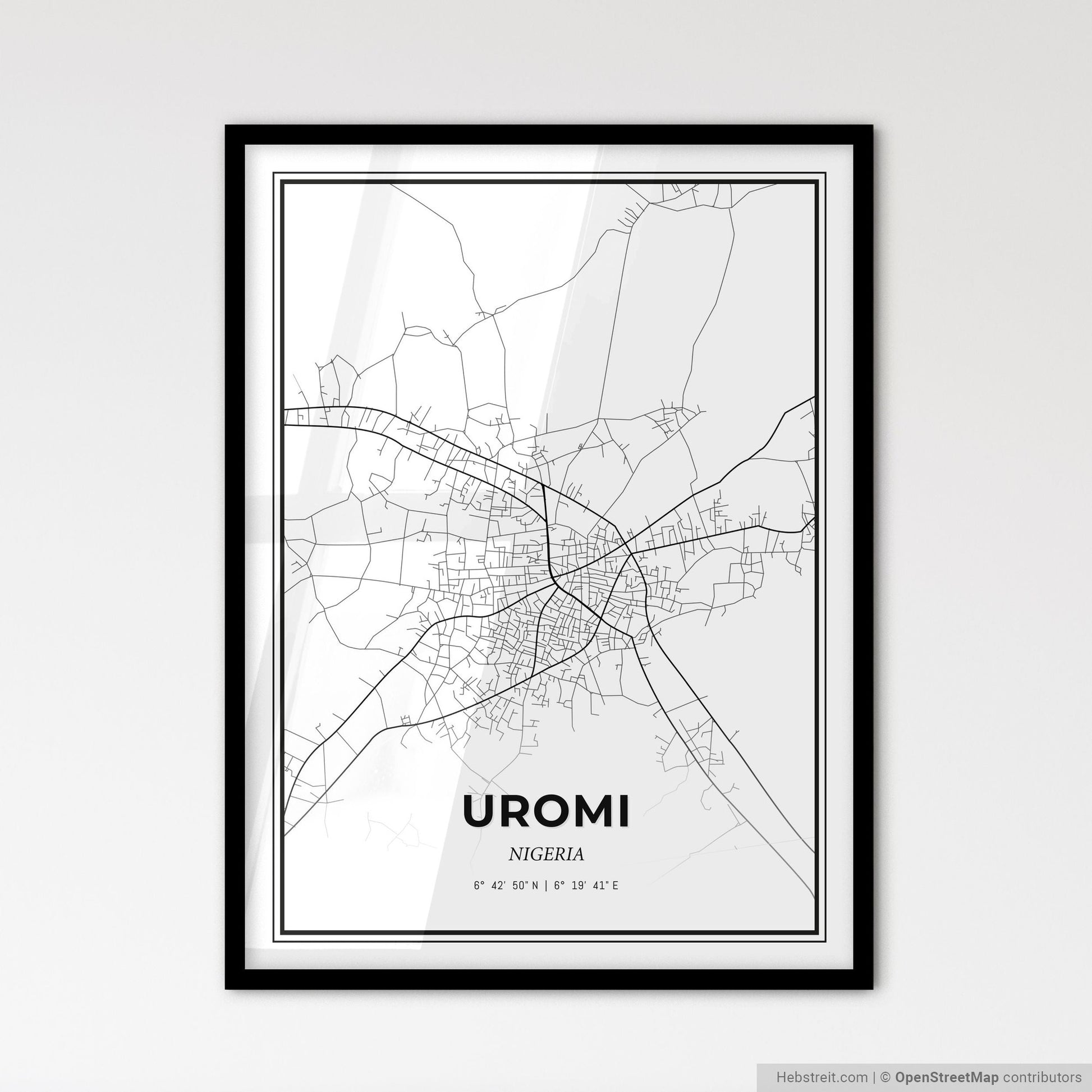 Uromi Nigeria - Scandinavian Style City Map for Modern Home Decor