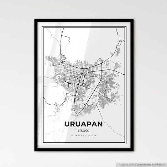 Uruapan Mexico - Scandinavian Style City Map for Modern Home Decor