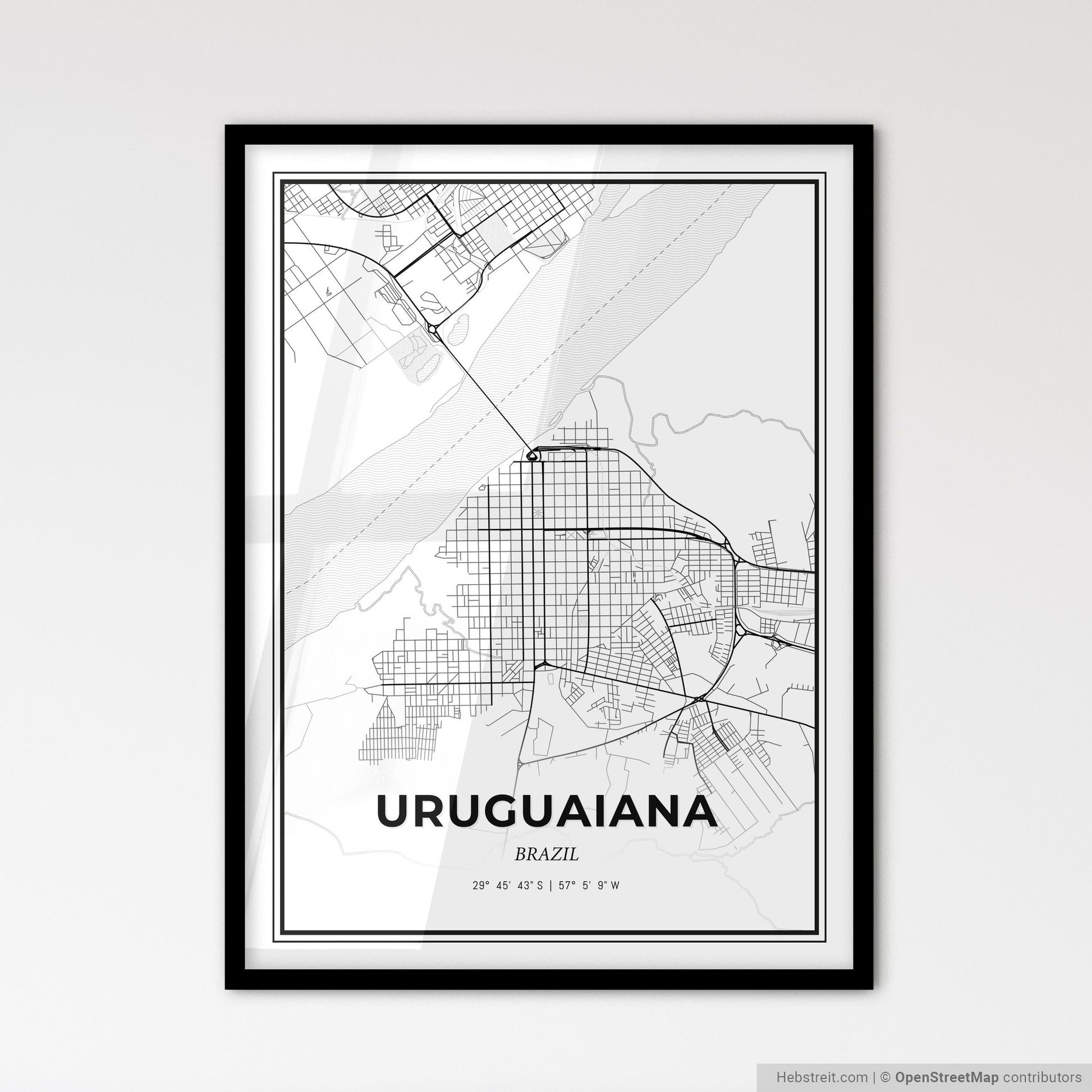 Uruguaiana Brazil - Scandinavian Style City Map for Modern Home Decor
