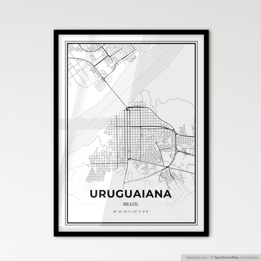 Uruguaiana Brazil - Scandinavian Style City Map for Modern Home Decor