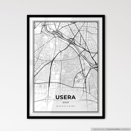 Usera Spain - Scandinavian Style City Map for Modern Home Decor