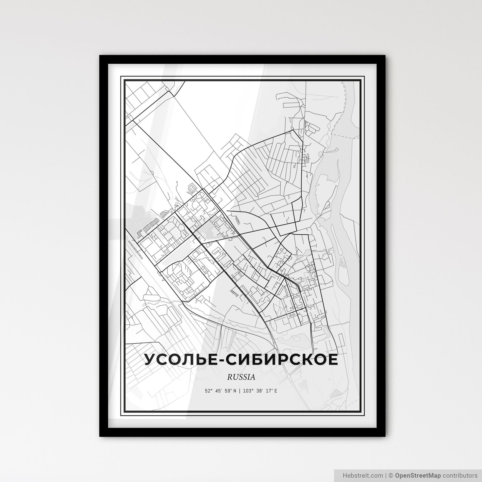Usolye-Sibirskoye Russia - Scandinavian Style City Map for Modern Home Decor