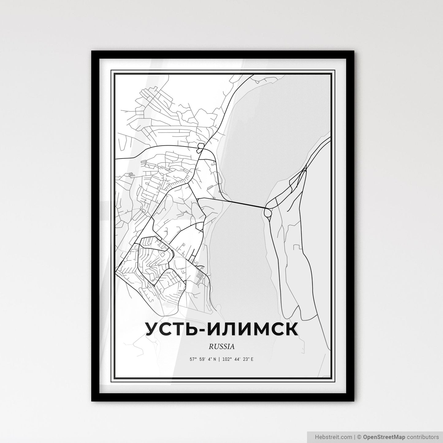 Ust-Ilimsk Russia - Scandinavian Style City Map for Modern Home Decor