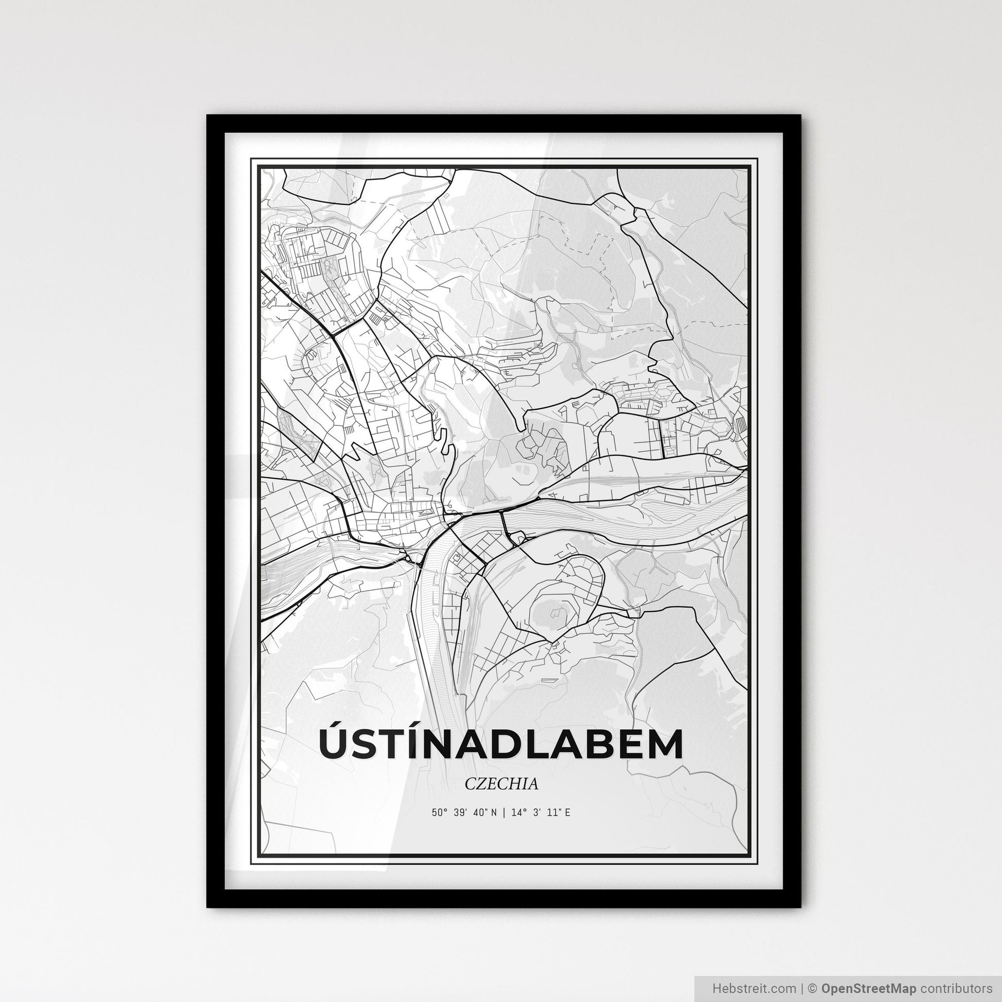 Ústí nad Labem Czechia - Scandinavian Style City Map for Modern Home Decor
