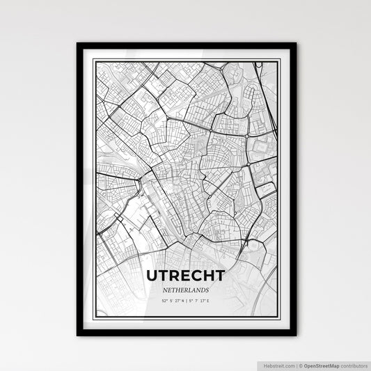 Utrecht Netherlands - Scandinavian Style City Map for Modern Home Decor