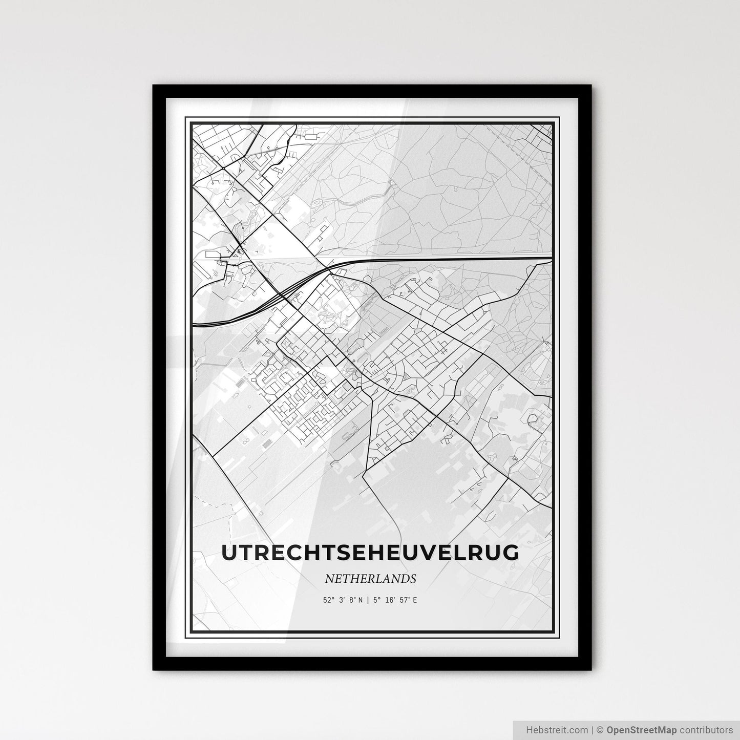 Utrechtse Heuvelrug Netherlands - Scandinavian Style City Map for Modern Home Decor
