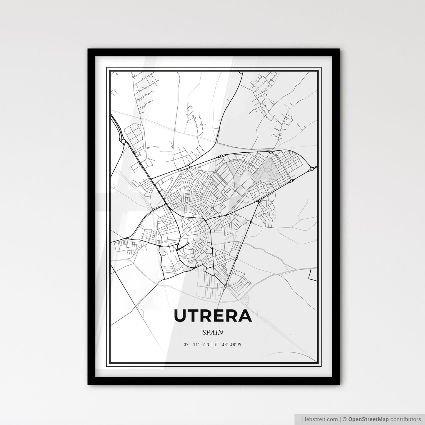 Utrera Spain - Scandinavian Style City Map for Modern Home Decor
