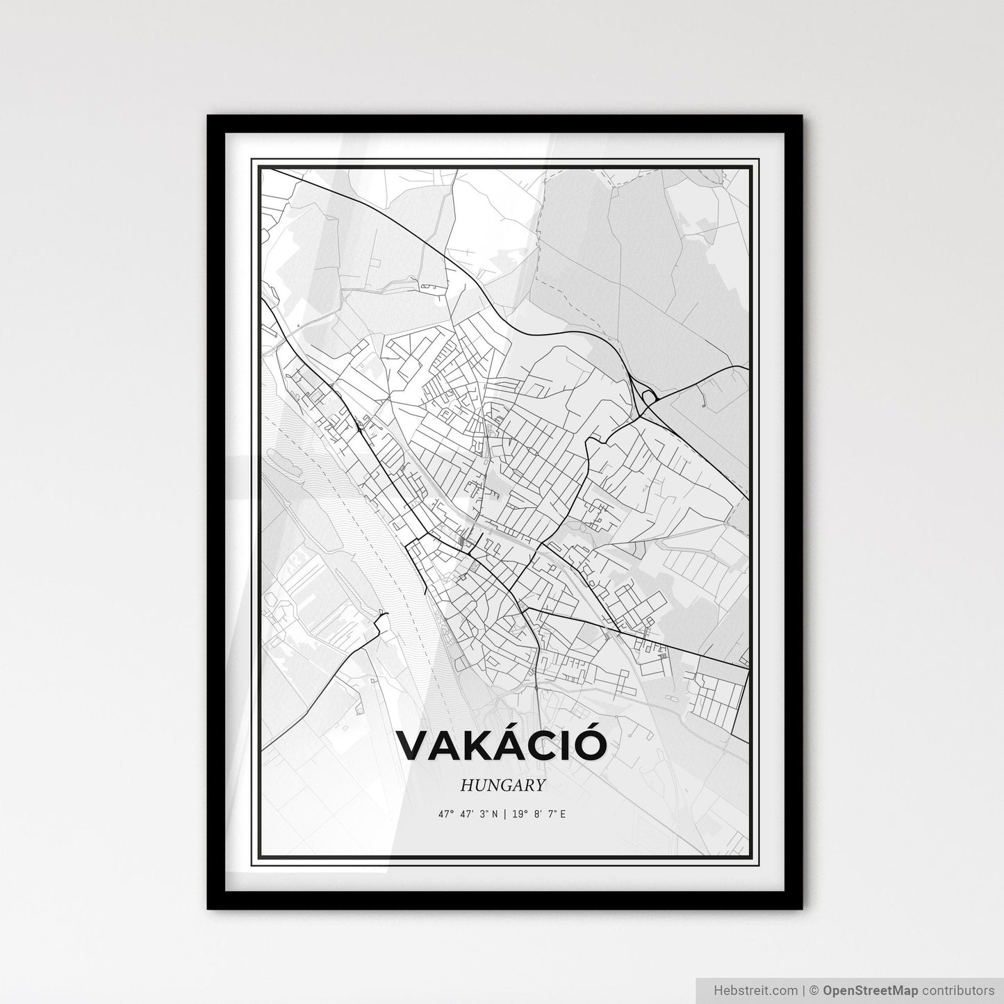 Vác Hungary - Scandinavian Style City Map for Modern Home Decor