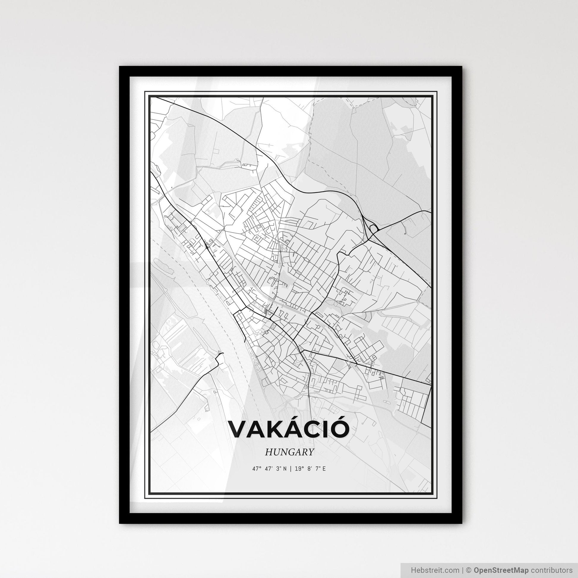 Vác Hungary - Scandinavian Style City Map for Modern Home Decor