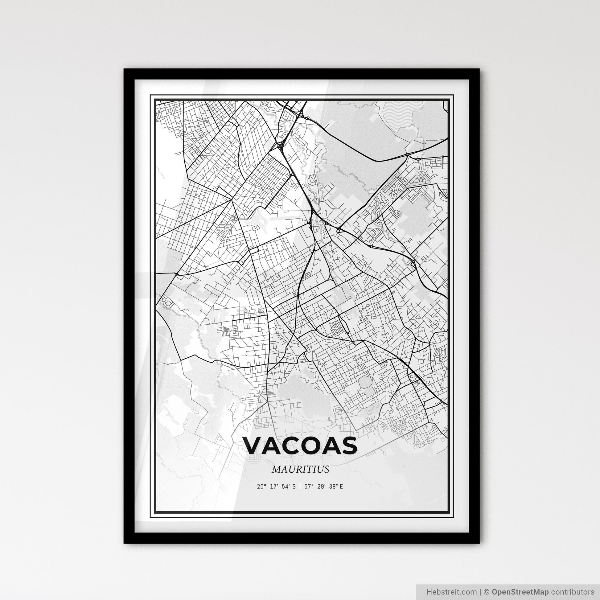 Vacoas Mauritius - Scandinavian Style City Map for Modern Home Decor