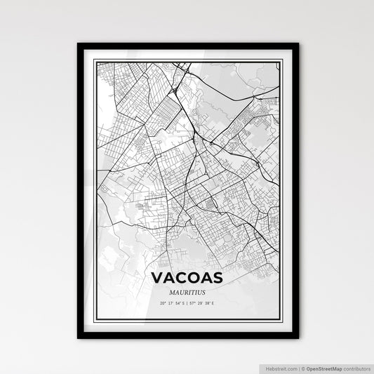 Vacoas Mauritius - Scandinavian Style City Map for Modern Home Decor