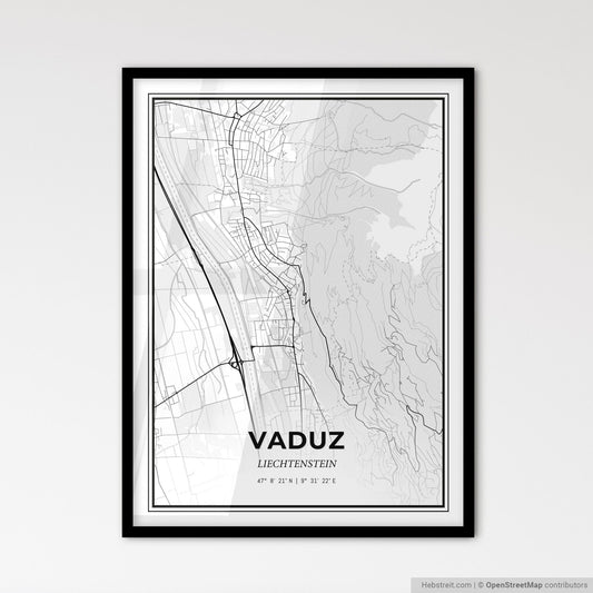 Vaduz Liechtenstein - Scandinavian Style City Map for Modern Home Decor