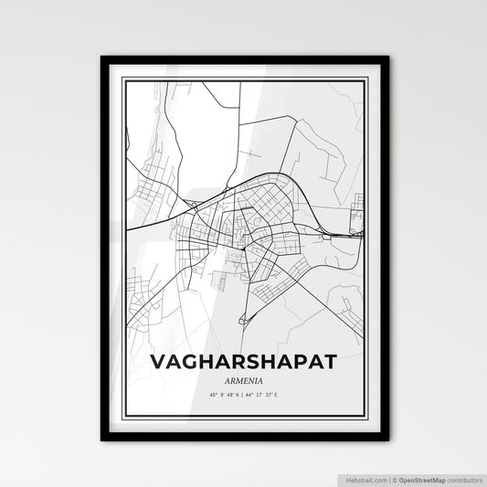 Vagharshapat Armenia - Scandinavian Style City Map for Modern Home Decor
