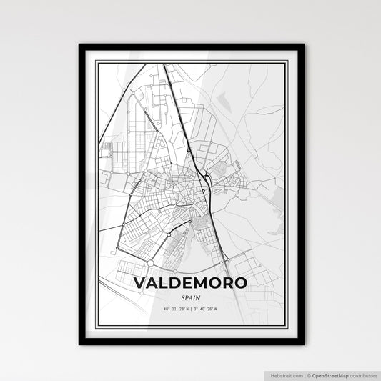 Valdemoro Spain - Scandinavian Style City Map for Modern Home Decor