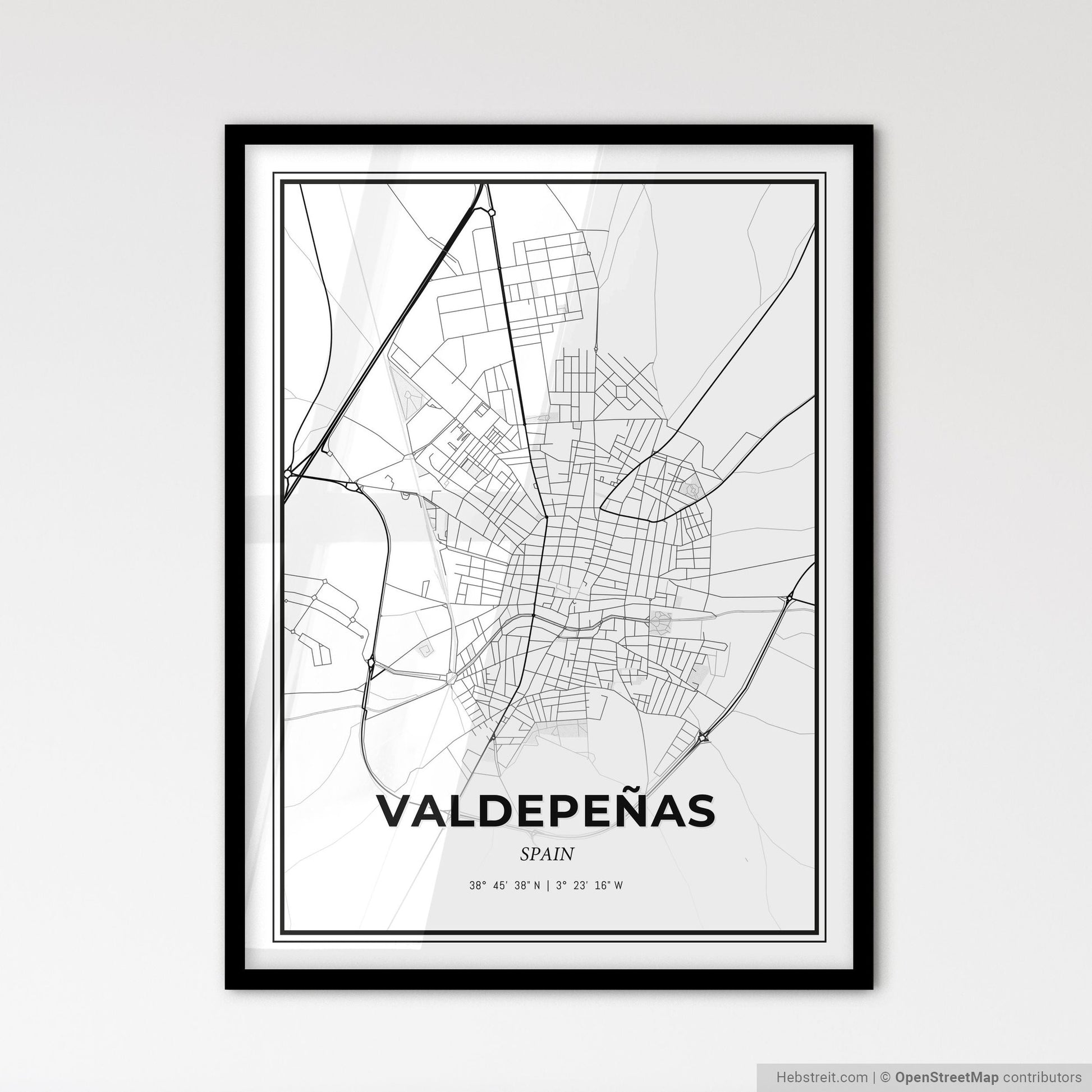 Valdepeñas Spain - Scandinavian Style City Map for Modern Home Decor