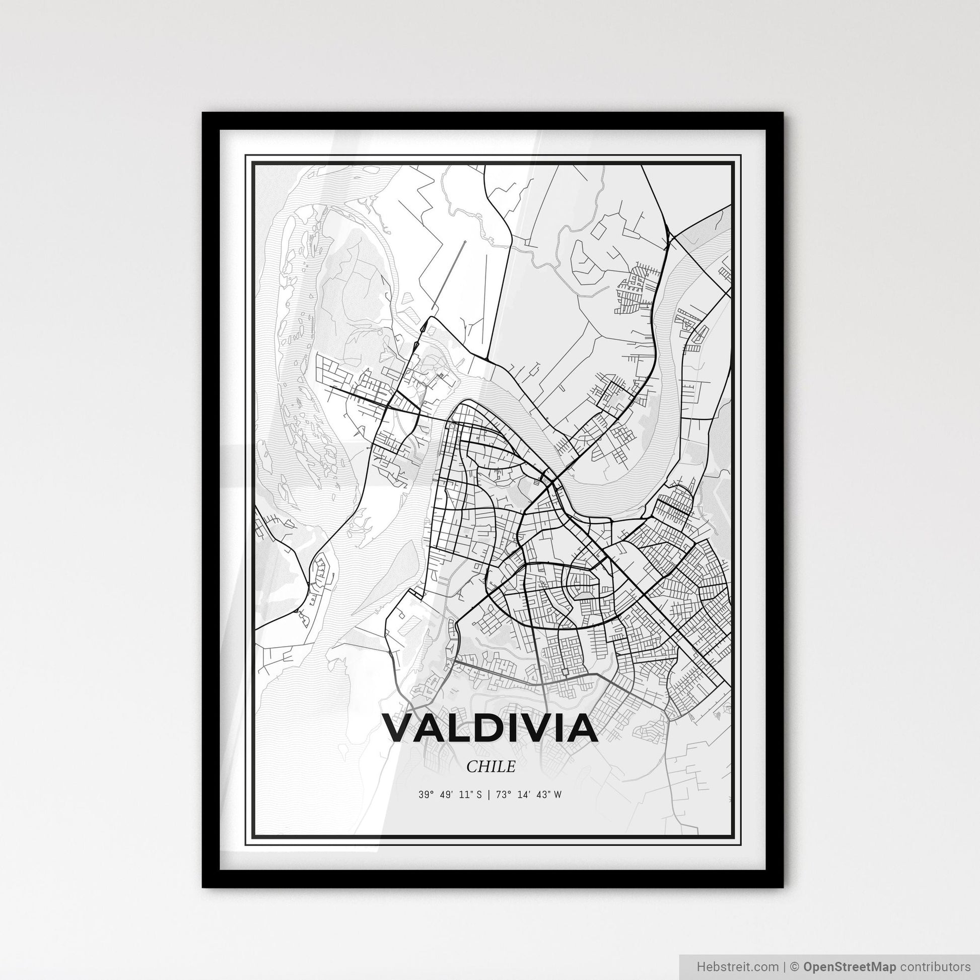Valdivia Chile - Scandinavian Style City Map for Modern Home Decor