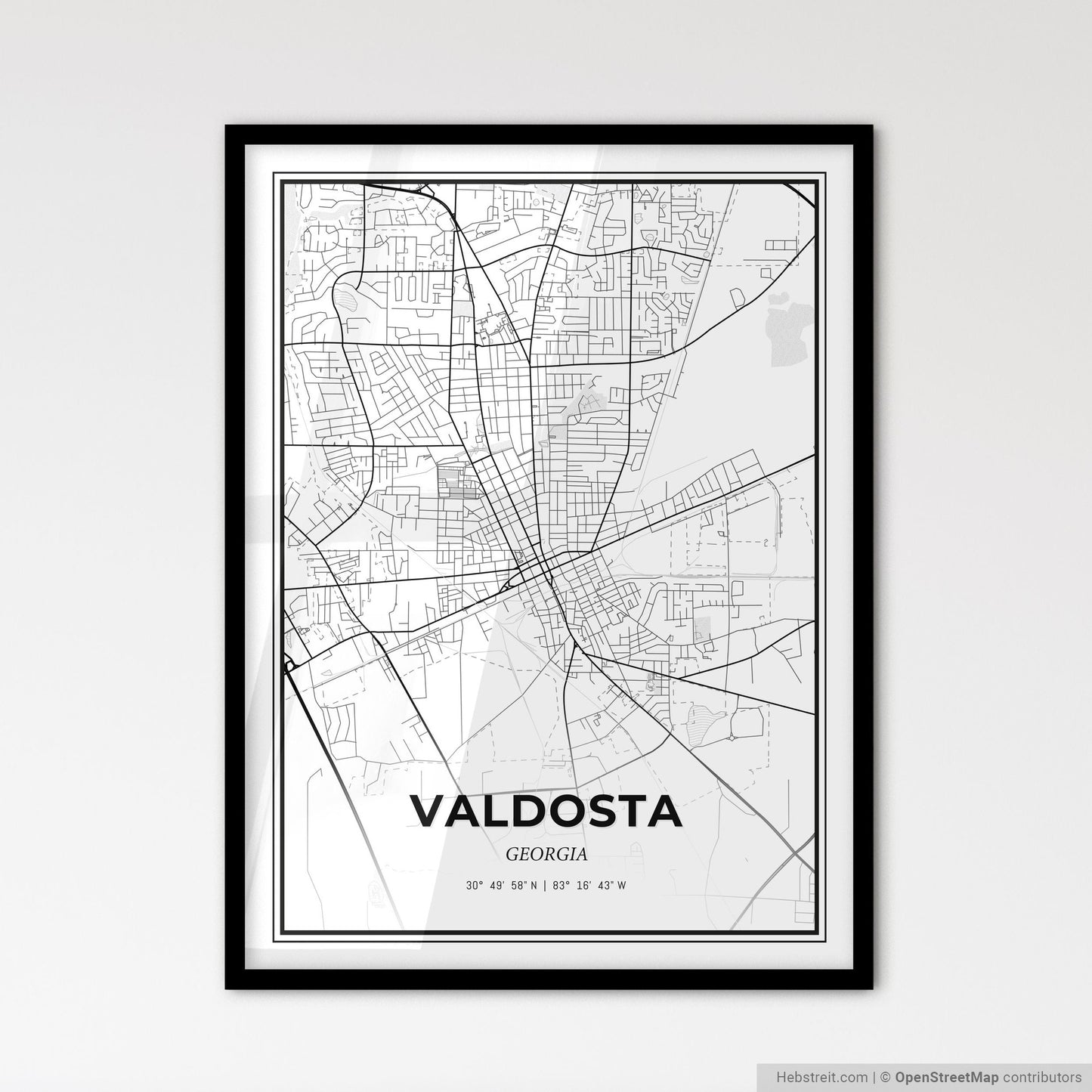 Valdosta Georgia - Scandinavian Style City Map for Modern Home Decor