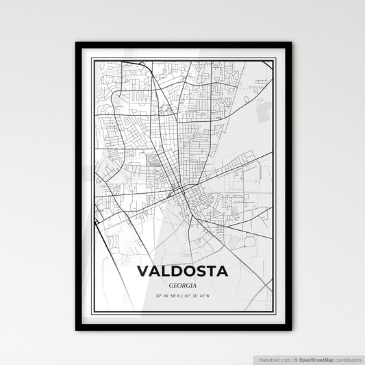 Valdosta Georgia - Scandinavian Style City Map for Modern Home Decor