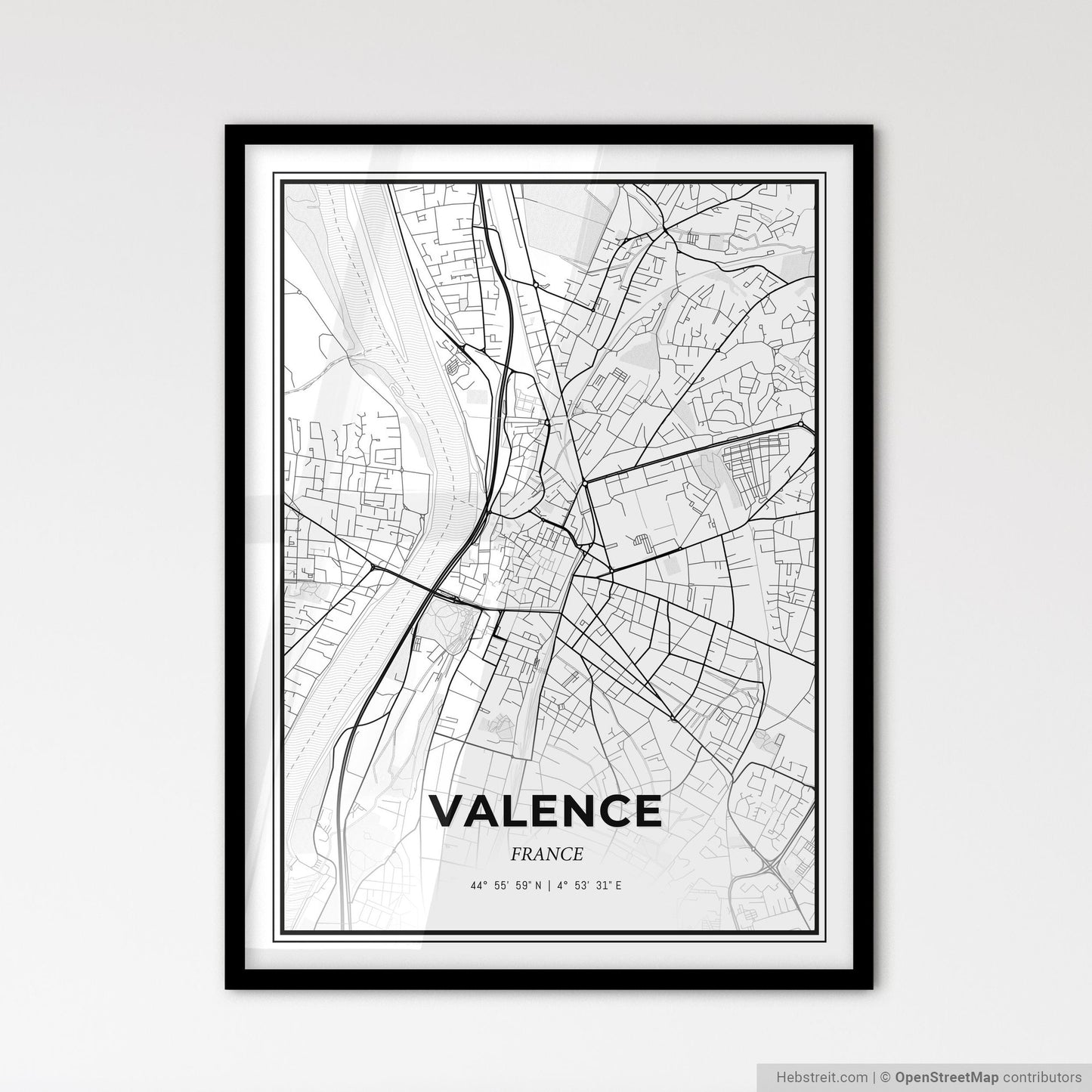 Valence France - Scandinavian Style City Map for Modern Home Decor
