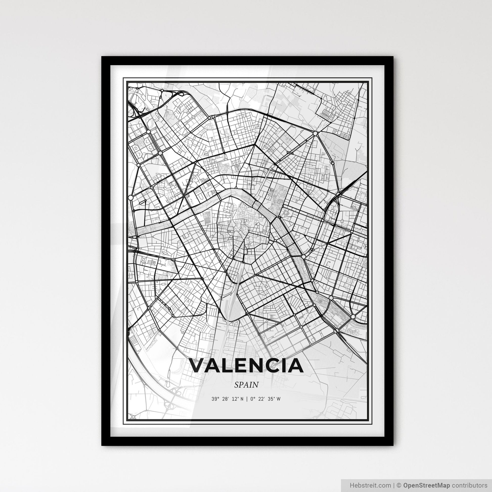 Valencia Spain - Scandinavian Style City Map for Modern Home Decor