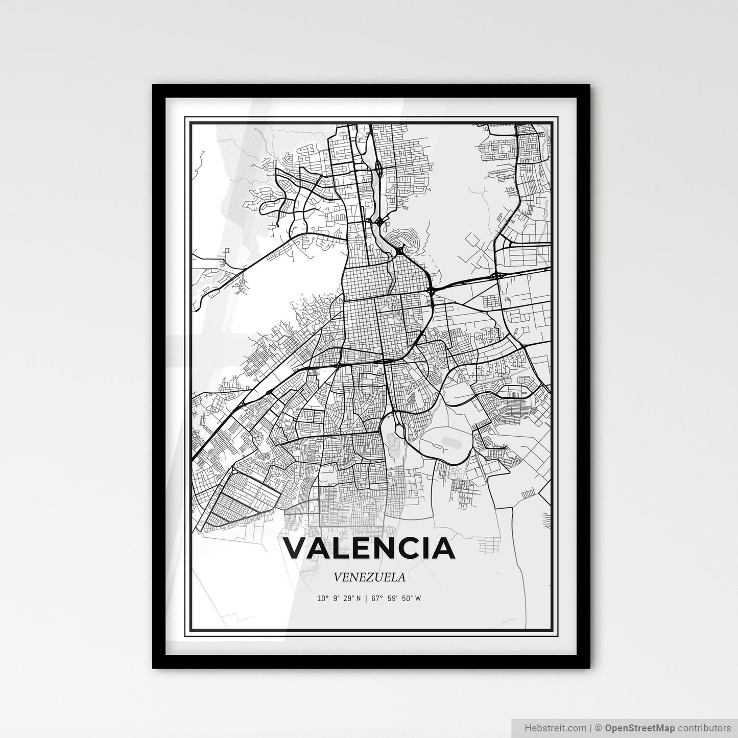 Valencia Venezuela - Scandinavian Style City Map for Modern Home Decor